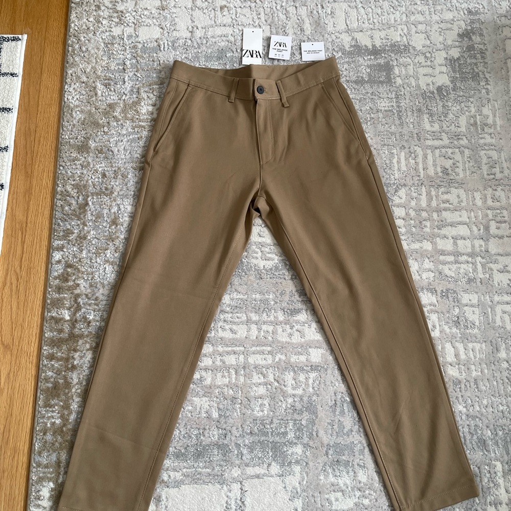 Zara Men's Slim Bi Stretch Khaki Melange Pants New Without Tags Size 31x30